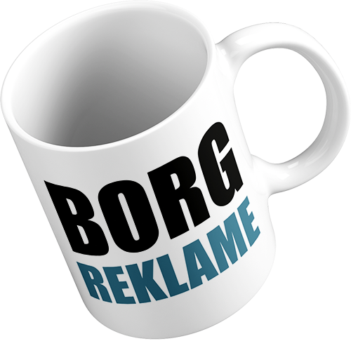 Krus eller kopper med tryk, både almindelige og latte også med flere tryk.